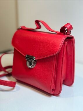 Red structured crossbody bag